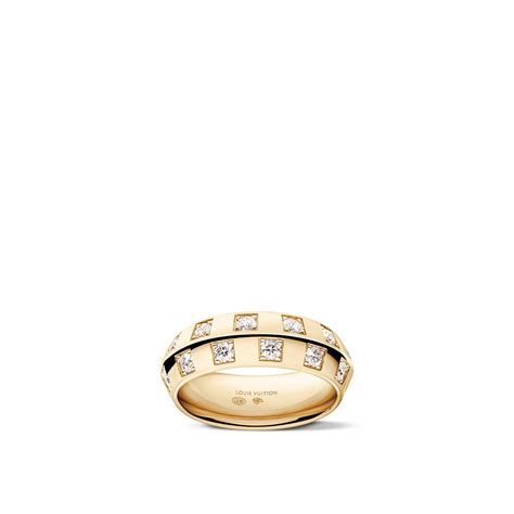 Le Damier de Louis Vuitton Medium Ring, Yellow Gold and 